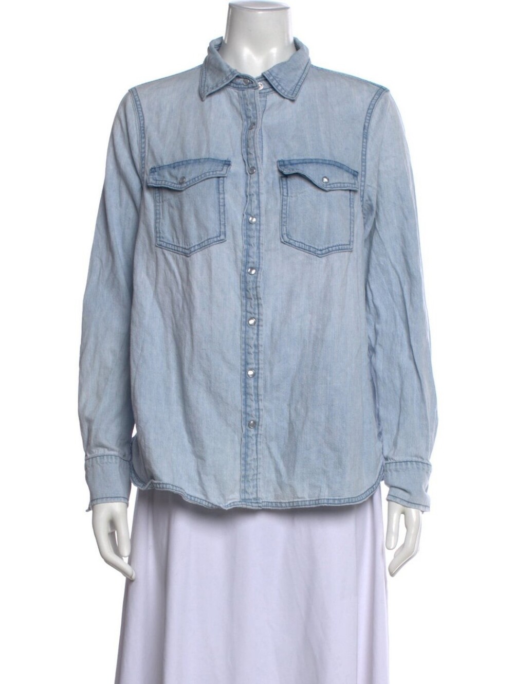 HatchLong Sleeve Button-Up Top Blue